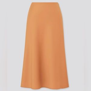 Uniqlo Midi Satin Skirt Orange | Size 8